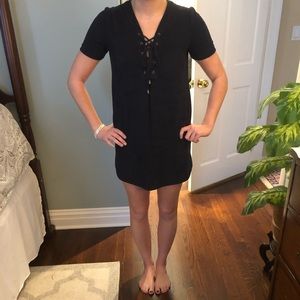 Suede Navy Blue Dress